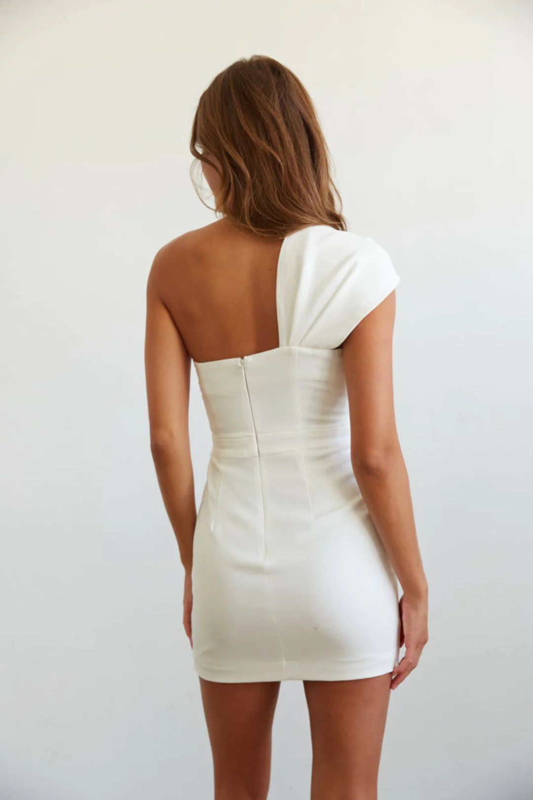 Robe de soirée simple rose à une épaule, DP2173