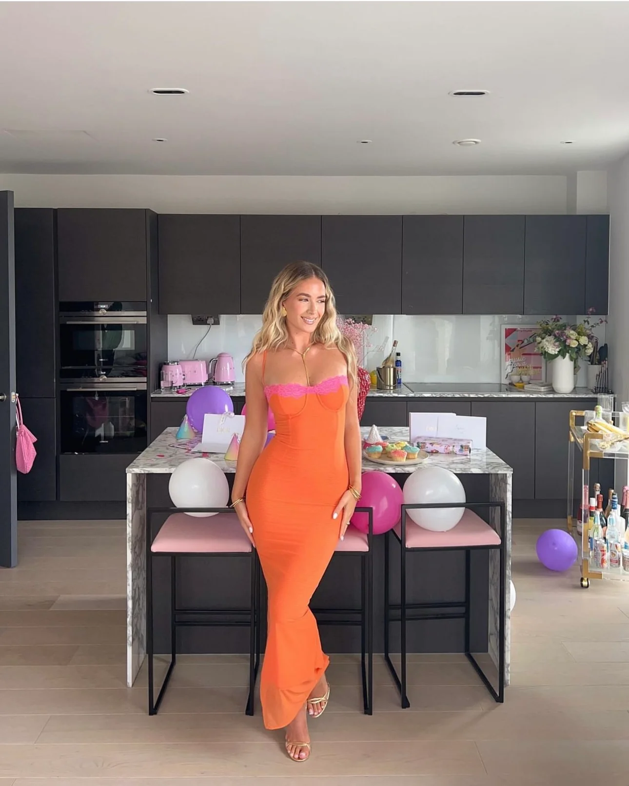 Sexy Orange Spaghettiträger Spitze Meerjungfrau Langes Partykleid, DP2200