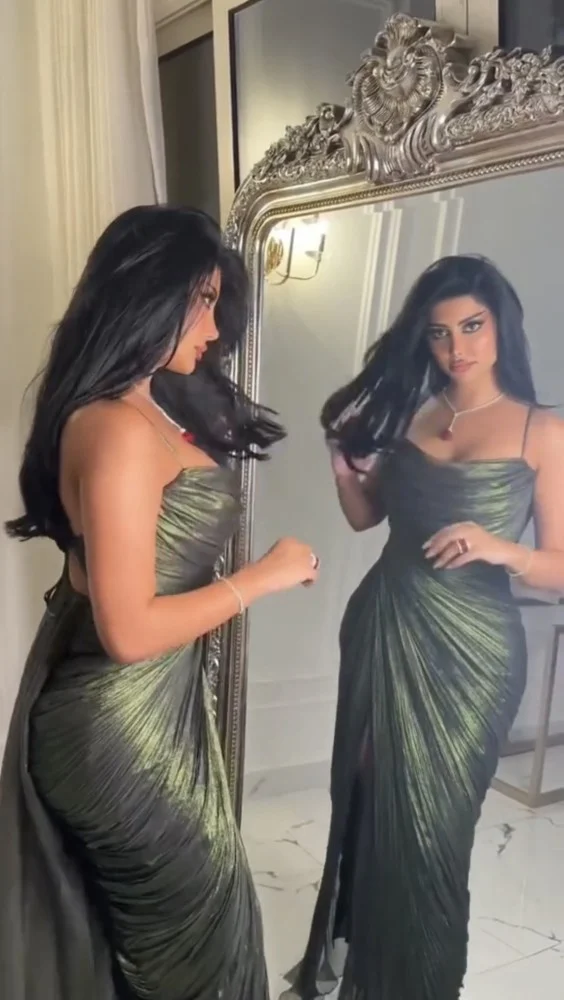Green Pleated Spaghetti Straps Long Prom Dress, DP2230