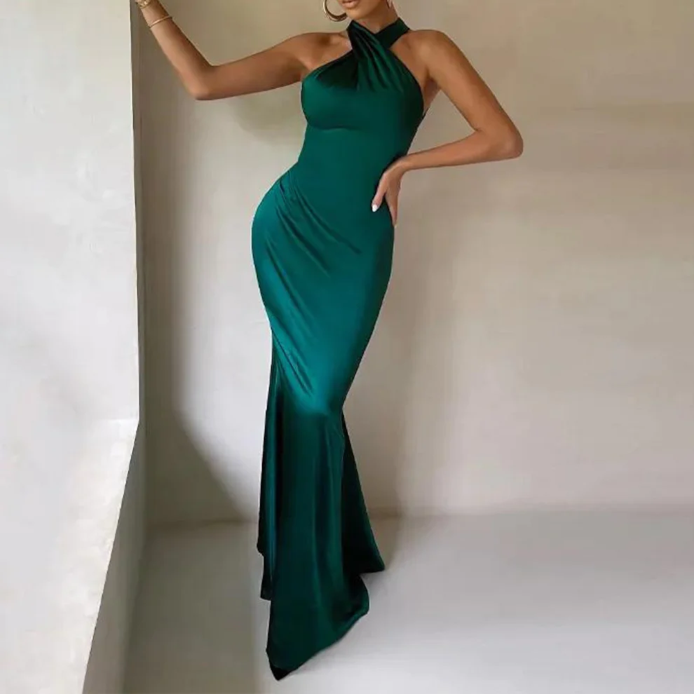 Braun-Oranges, gekreuztes Meerjungfrauen-Abendkleid, DP2239