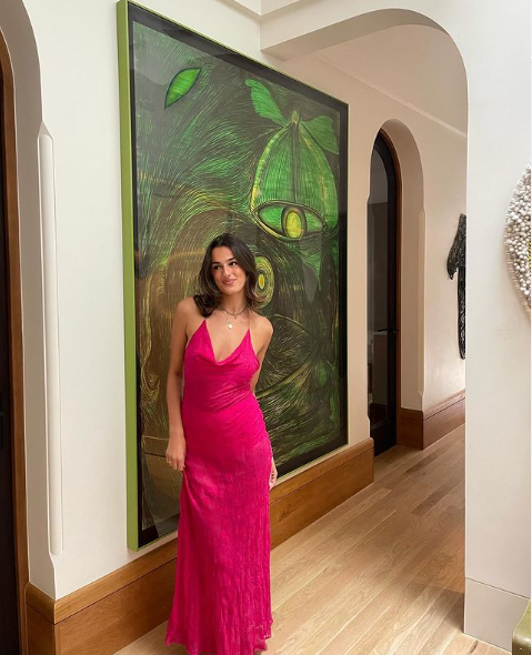 Fuchsia Neckholder Rückenfreies Elegantes Langes Partykleid, DP2241