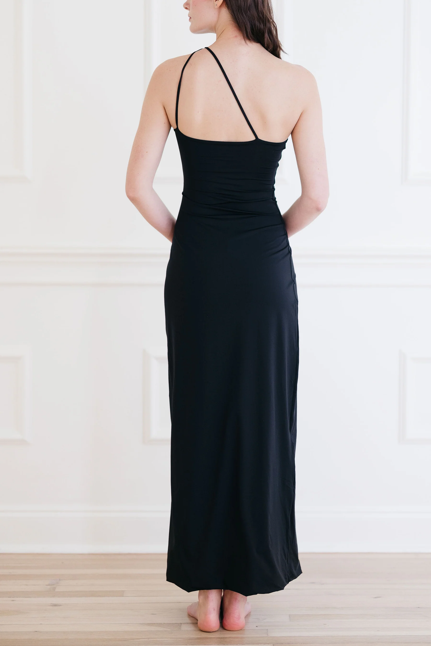 Robe de soirée noire élégante, asymétrique, simple, DP2242