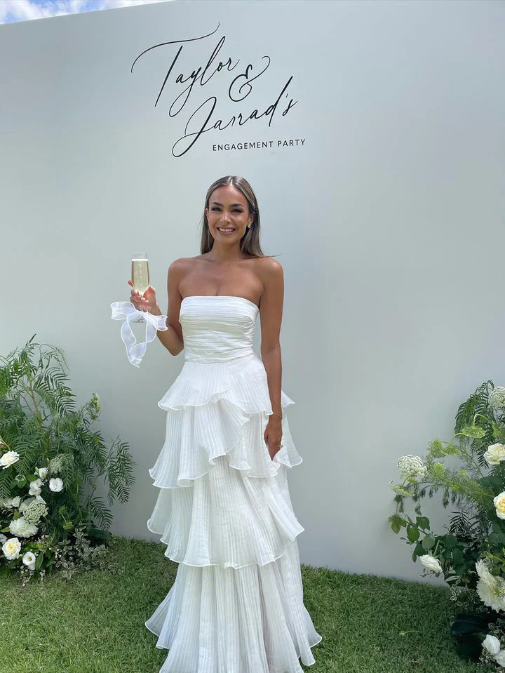 Elegant White Strapless Pleated A-Line Chiffon Long Party Dress, DP225 DSProm Elegant White Strapless Pleated A-Line Chiffon Long Party Dress, DP225 DSProm