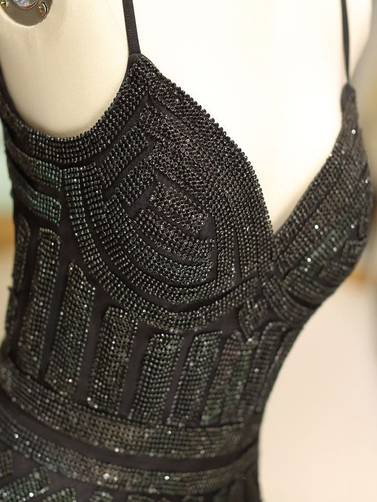 Gorgeous Black Evening Dresses Mermaid Luxury Heavy Beaded Straps Long Formal Evening Dress,DP338