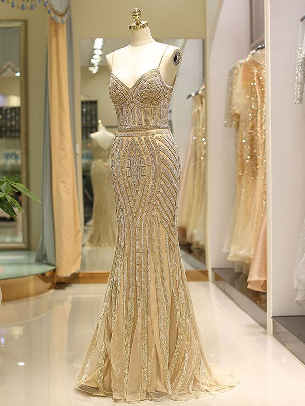 Gorgeous Black Evening Dresses Mermaid Luxury Heavy Beaded Straps Long Formal Evening Dress,DP338