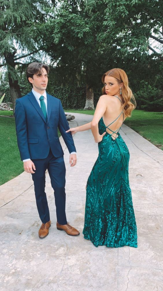 Green Mermaid Slit Long Prom Dresses Evening Dresses,DP362