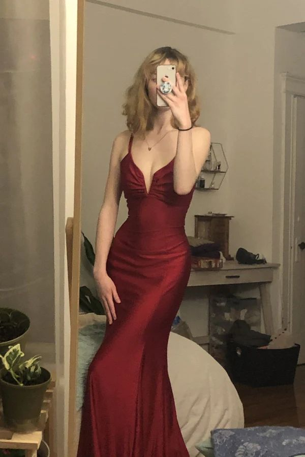 Burgunderrotes, sexy Meerjungfrau-Kleid, langes Ball-/Abendkleid, DP372