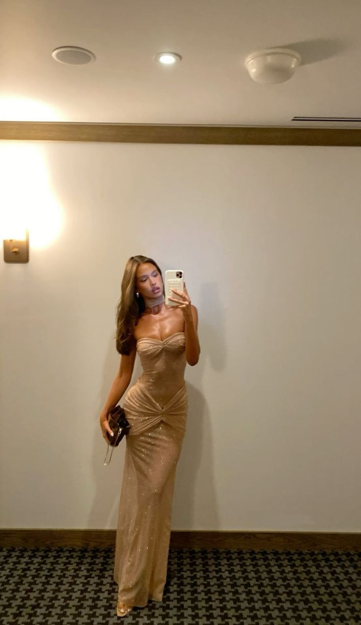 Sexy Champagner Trägerloses Meerjungfrau Langes Ballkleid Abendkleid DP3897
