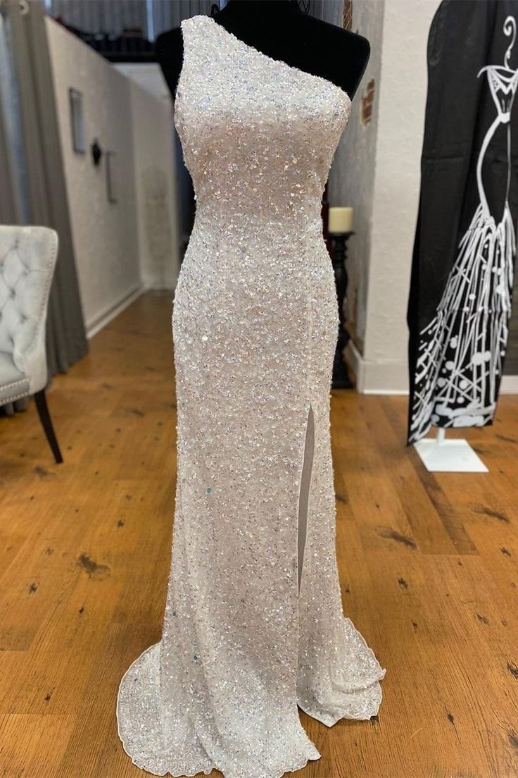 Robe de soirée longue à paillettes et épaules dénudées, style sirène, DP401