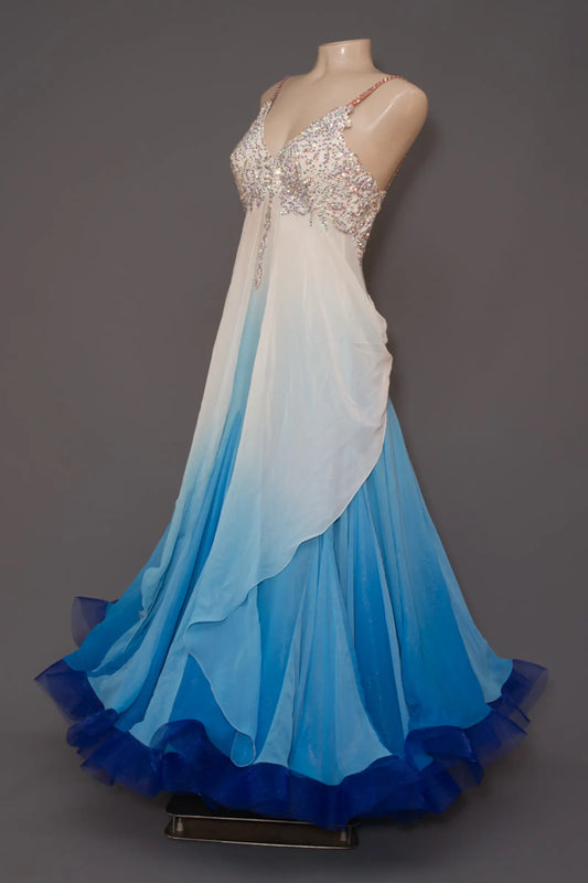 Spaghettiträger A-Linie Chiffon Ombre Vintage Partykleid, DP4291