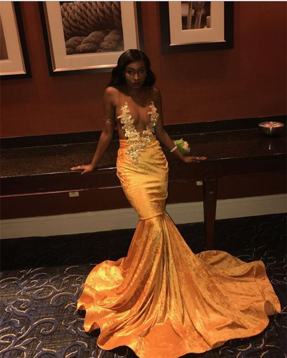 gold prom dress black girl Champagne Black Girl Prom Dress for Curvy Girl
