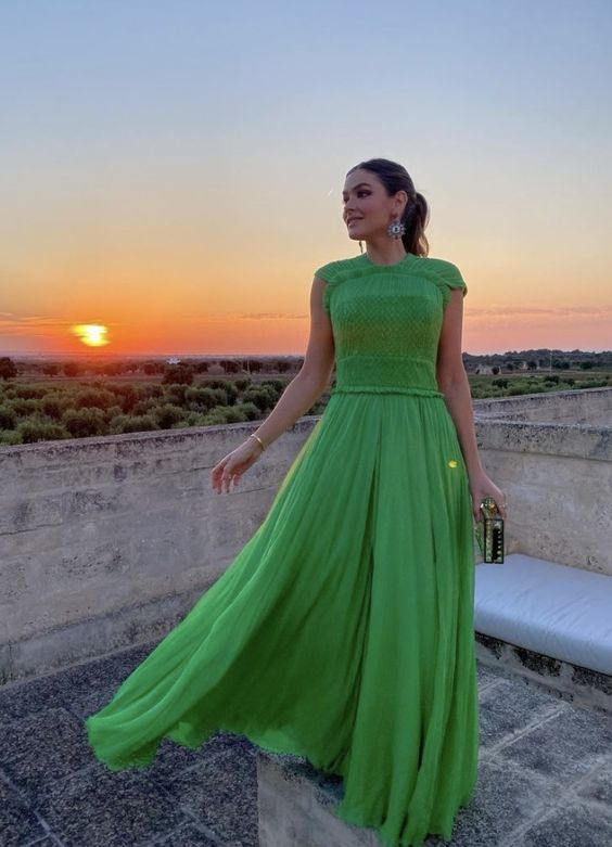 Green A-Line Tulle Sleeveless Long Prom Dress Party Dress,DP515