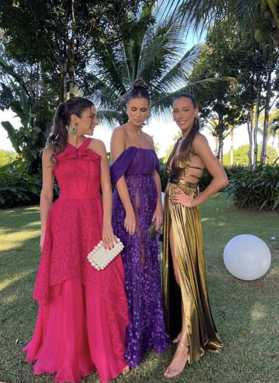 Hot Pink Sleeveless A-Line Tulle Lace Long Prom Dress Party Dress,DP530