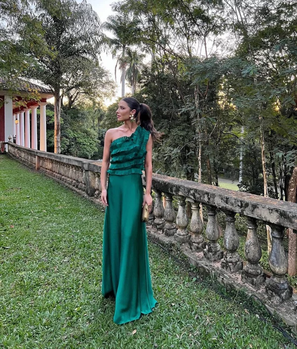 Robe de bal longue verte trapèze asymétrique, robe de soirée formelle, DP682