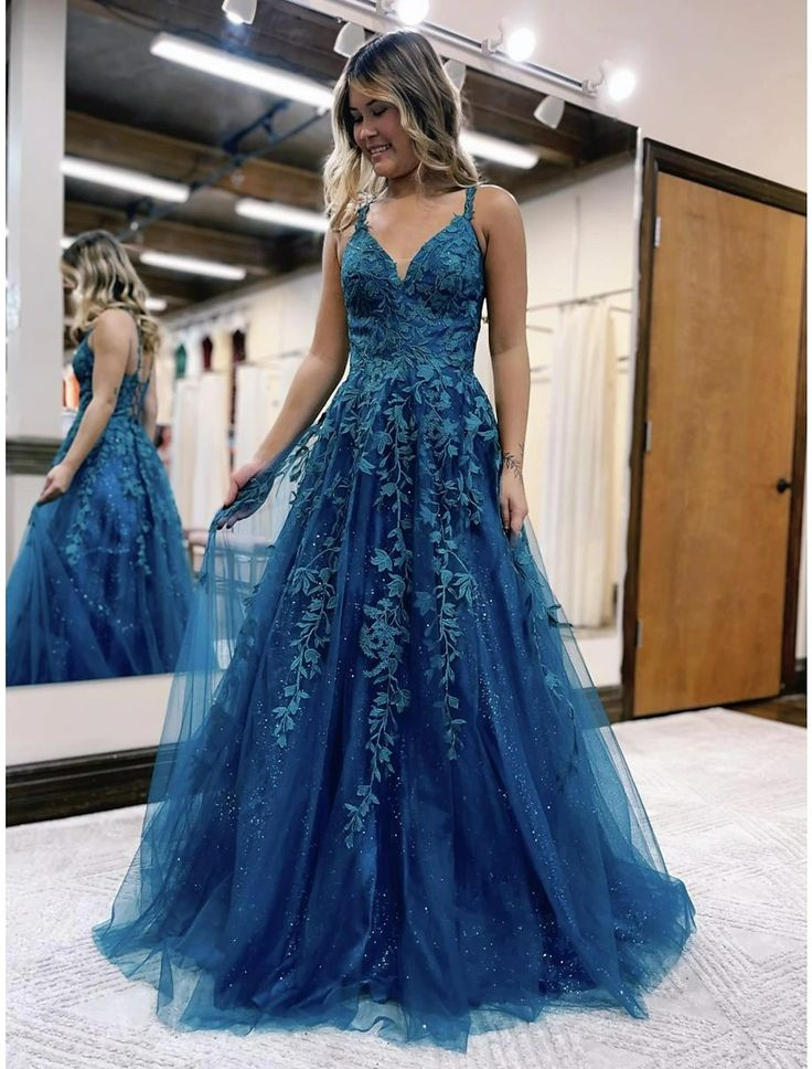 Ball Gown A-Line Prom Dresses Sleeveless Tulle Shiny Dress Formal Floor Length with Appliques,DP706