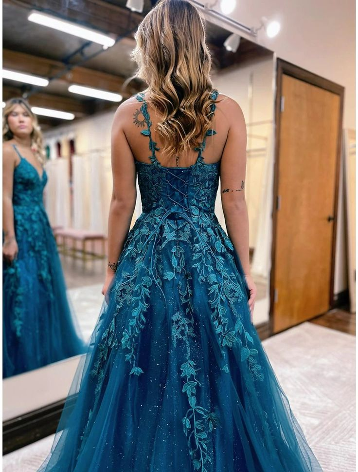Ball Gown A-Line Prom Dresses Sleeveless Tulle Shiny Dress Formal Floor Length with Appliques,DP706