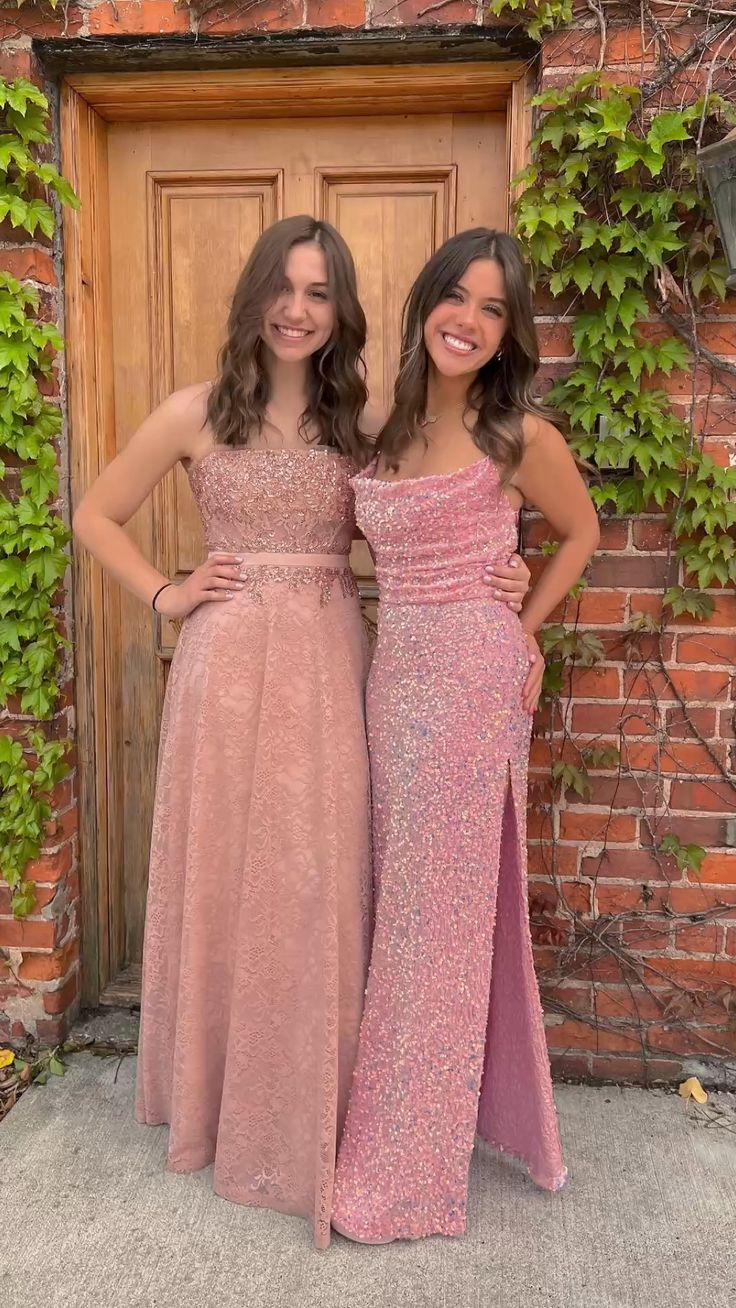Pink Shiny Sequins Long Prom Dress Party Dress with Slit,DP772