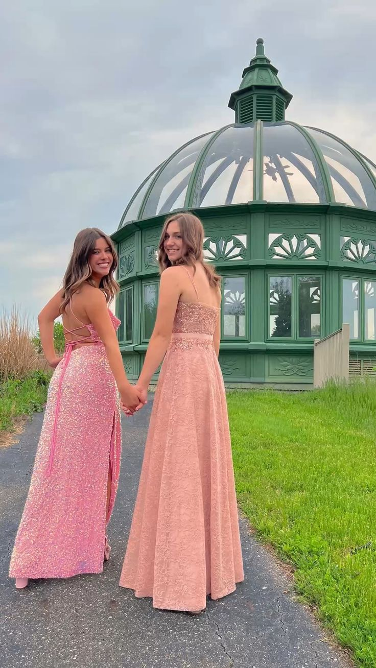Pink Shiny Sequins Long Prom Dress Party Dress with Slit,DP772