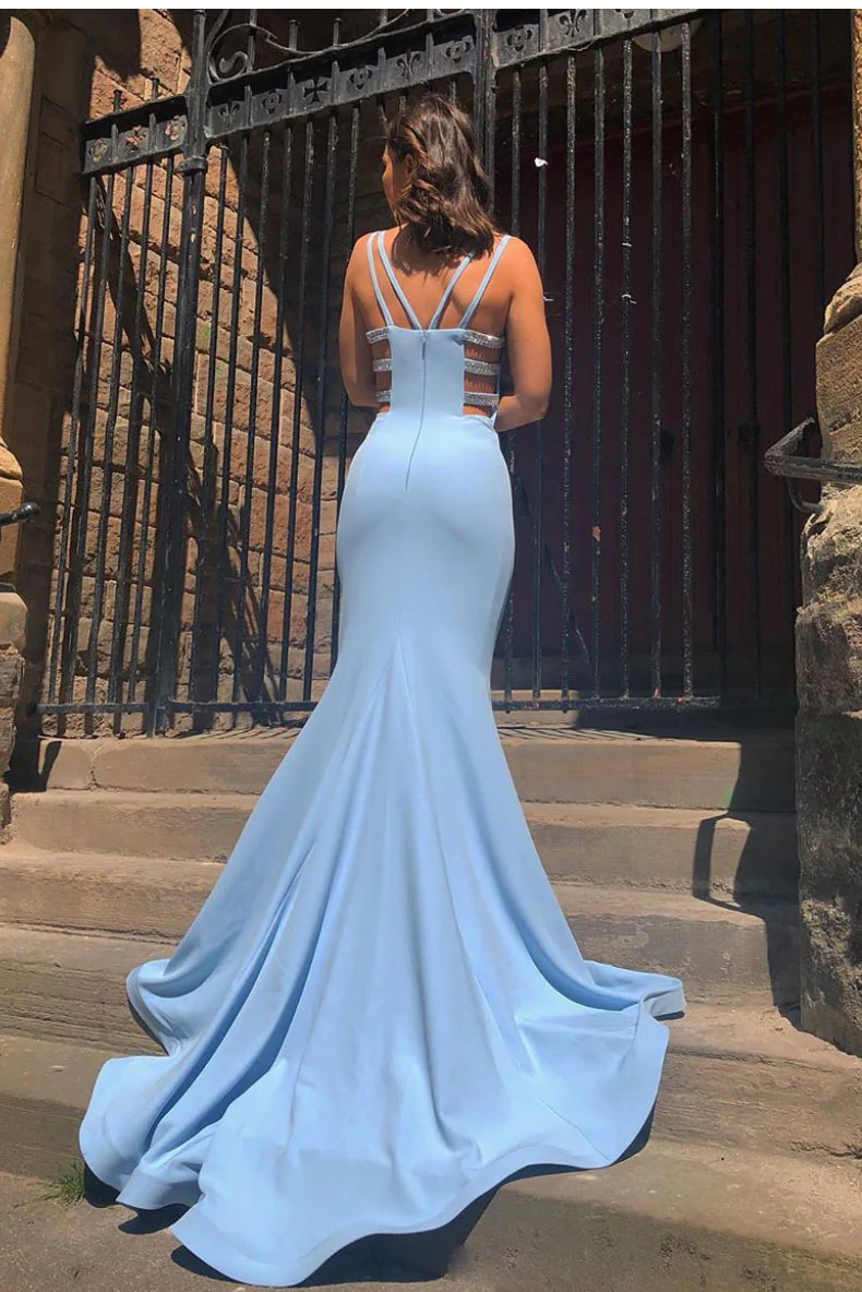Blaues Meerjungfrau-Abendkleid, lang, DP798