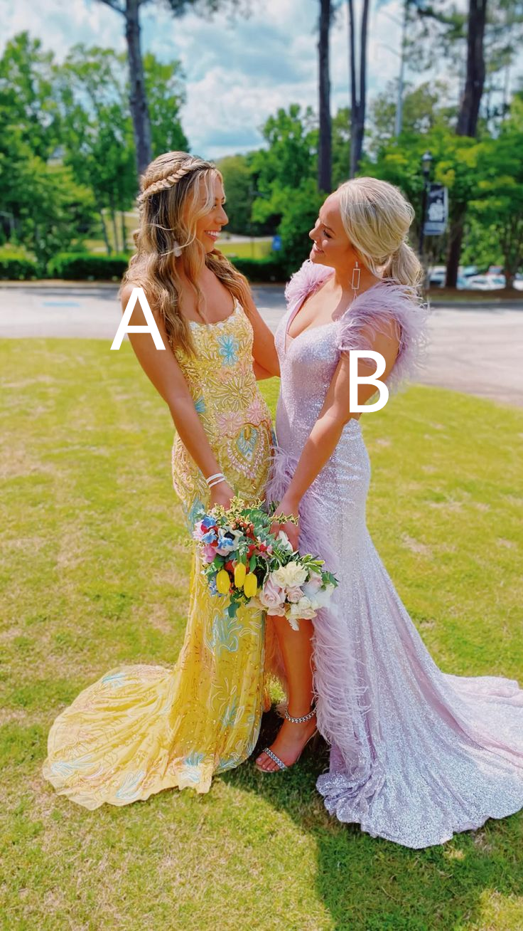 Mermaid Sleeveless Sequins Long Prom Dresses with Slit,DP833