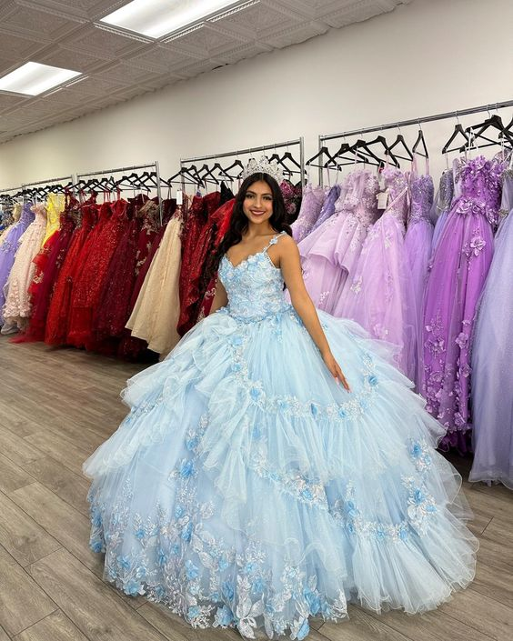 Light Blue Quinceanera Dress Ball Gown with Tulle and Appliques ,DP971 DSProm Light Blue Quinceanera Dress Ball Gown with Tulle and Appliques ,DP971 DSProm