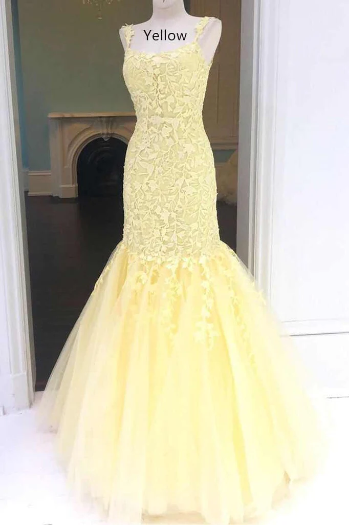 Lilac Appliques Tulle Mermaid Long Prom Party Dress,DP999