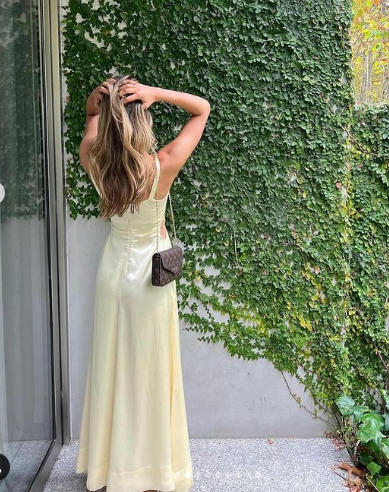 Einfaches langes Partykleid mit Spaghettiträgern, DP1221