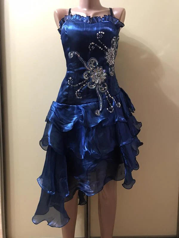 Vintage Shiny Beaded Spaghetti Strap A-Line Short Party Dress Cocktail Dress Homecoming Dress DP6468
