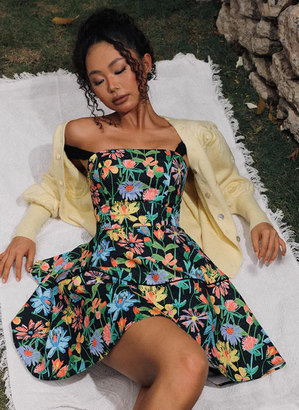 Vintage Floral Short A-Line Party Dress Cocktail Dress Homecoming Dress DP6497