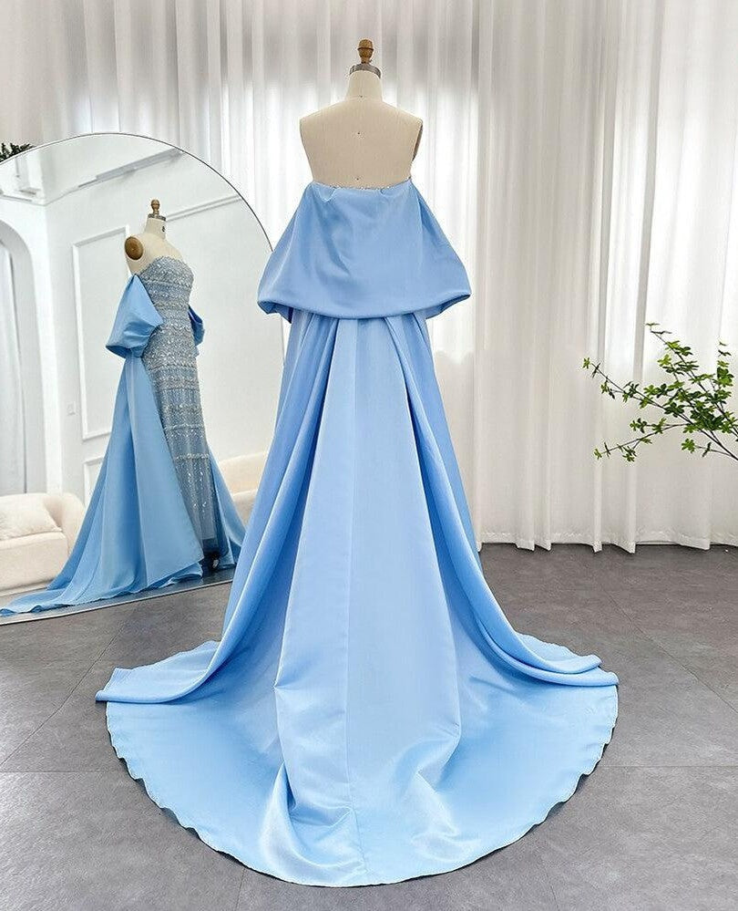 Vintage Glänzendes, perlenbesetztes, trägerloses Etuikleid im Cape-Design, langes Ballkleid, Abendkleid, DP6535