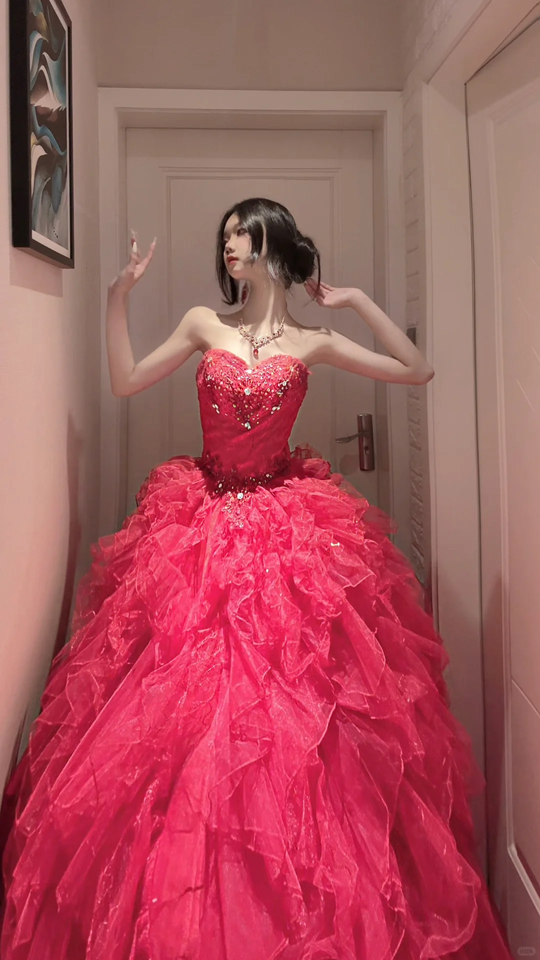 Elegant Red Sweetheart Prom Dress Ball gown Tulle Evening Dress Sweet 16 MD020