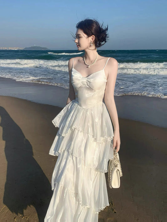 A-line Spaghetti straps Floor Length Long Prom Dress Party Dress MD048