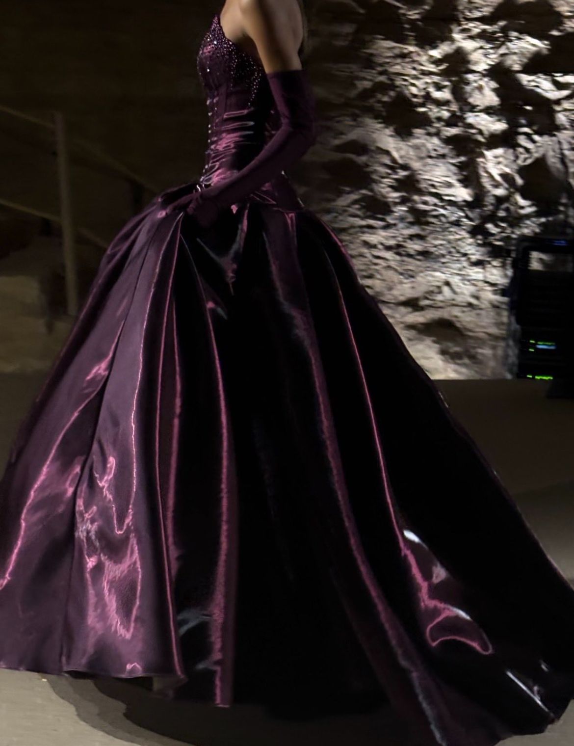 Vintage Dark Purple Off-the-Shoulder Beaded Charming Prom Dress Evening Dress A-line Party Dress MD062