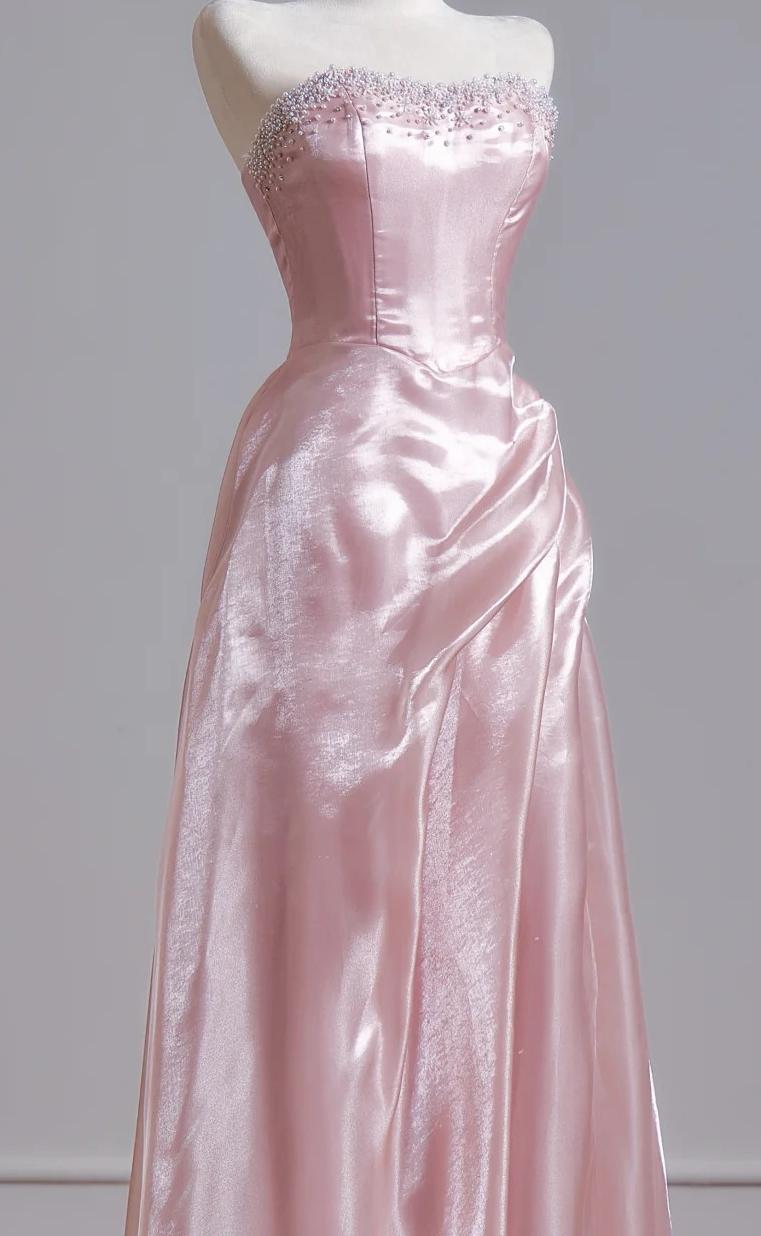 Ethereal A-line Pink Off-the-Shoulder Long Evening Dress Organza Prom Dress MD251