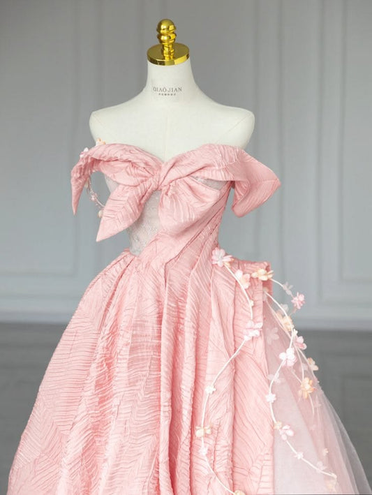 Ethereal A-line Sweetheart Pink Long Evening Dress Satin Prom Dress MD316