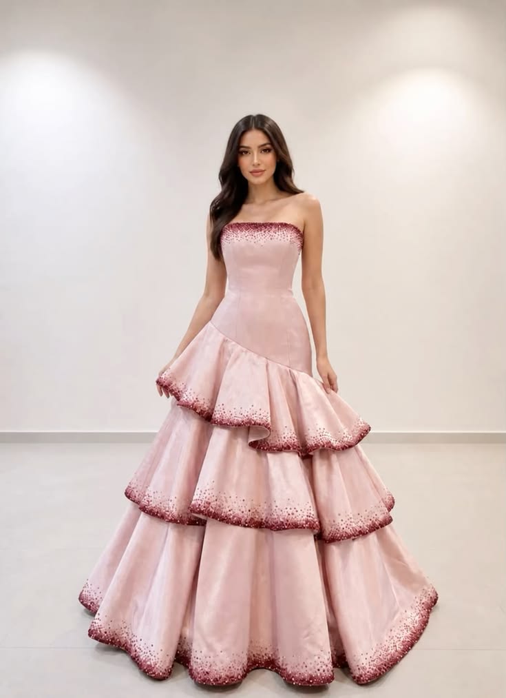 Elegant A-line Off-the-Shoulder Pink Long Evening Dress Cascade Satin Prom Dress MD330