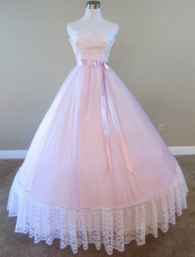 Beautiful Ball Gown Strapless Neck Pink Evening Dress Lace Prom Dress MD417