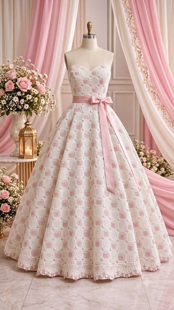 Beautiful A-line Sweetheart Neck Pink Evening Dress Lace Prom Dress MD418