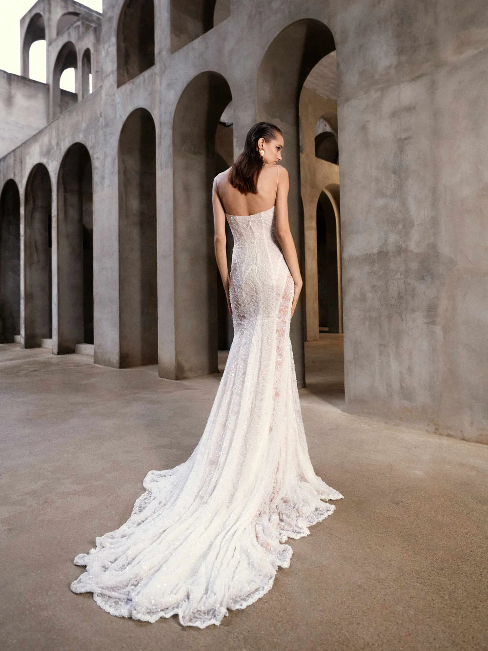 Gorgeous White Lace Mermaid Spaghetti Strap Wedding Dress Prom Dress Evening Dress DP6570