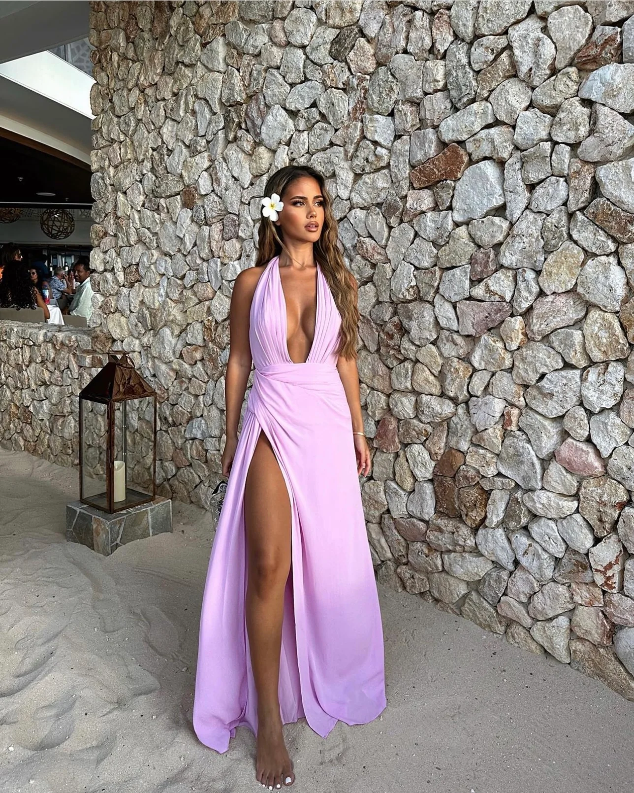 Light Lilac Halter Backless Elegant Long Party Dress, DP2179