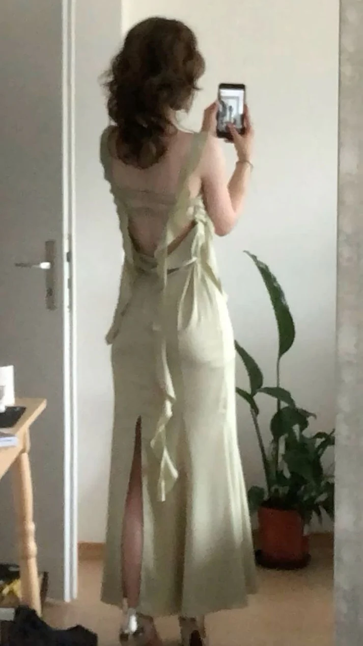 Robe de soirée longue à bretelles vert menthe, robe d'invitée de mariage, DP3079