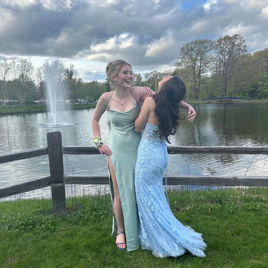 Vintage Blue Sweetheart Prom Dress Applique Strapless Evening Dress Long Sheath Formal Dress DP6639