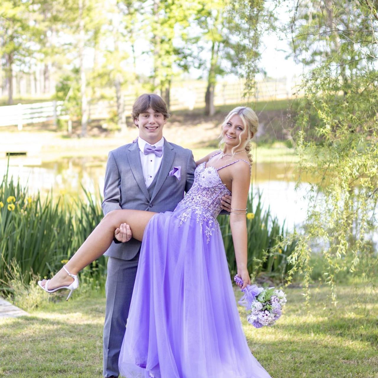 Vintage Lilac Applique Sequin Prom Dress Sweetheart A-Line Evening Dress Long Formal Dress DP6635