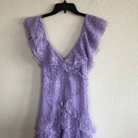 Vintage Lilac A-Line Lace Tiered Prom Dress Party Dress Evening Dress DP6478