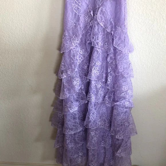 Vintage Lilac A-Line Lace Tiered Prom Dress Party Dress Evening Dress DP6478