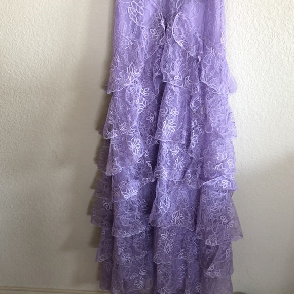 Vintage Lilac A-Line Lace Tiered Prom Dress Party Dress Evening Dress DP6478