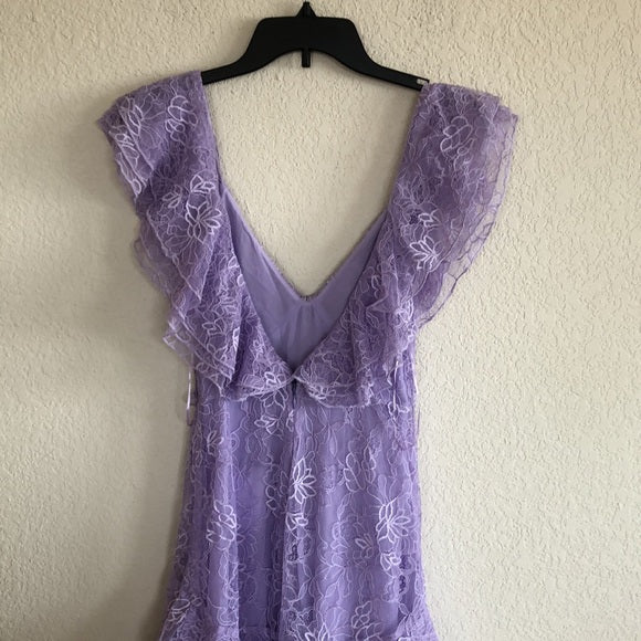 Vintage Lilac A-Line Lace Tiered Prom Dress Party Dress Evening Dress DP6478