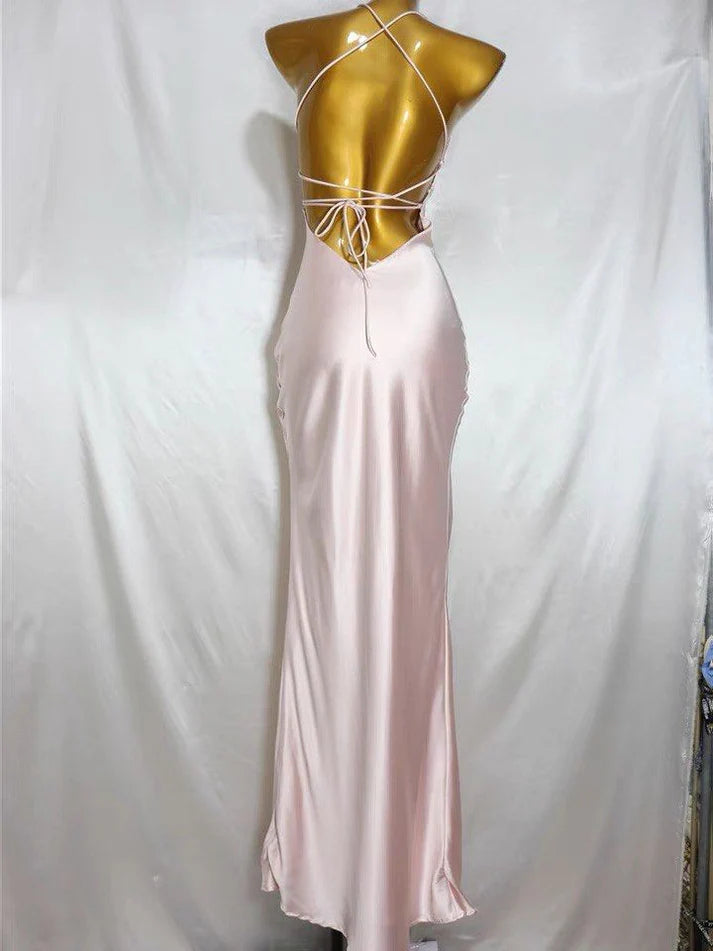 Elegant Pink Satin Mermaid Prom Dress Party Dress Evening Dress DP6471