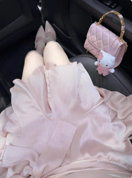 Vintage Pink Irregular Shoulder Strap A-Line Satin Short Party Dress Cocktail Dress Homecoming Dress DP6502