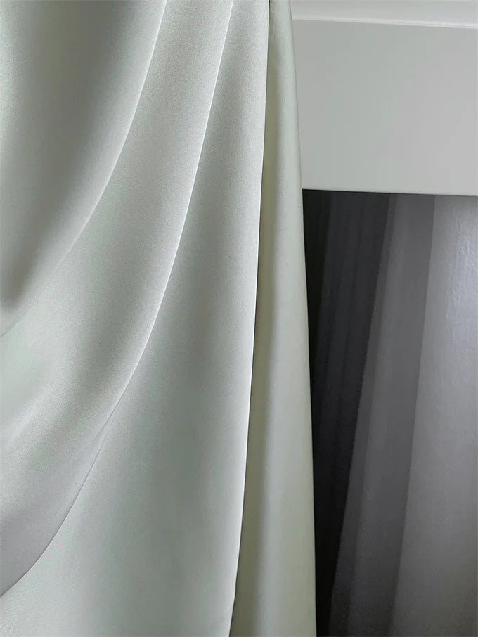 Vintage Salbeigrün Rüschen Meerjungfrau Satin Langes Ballkleid Partykleid Abendkleid DP6486